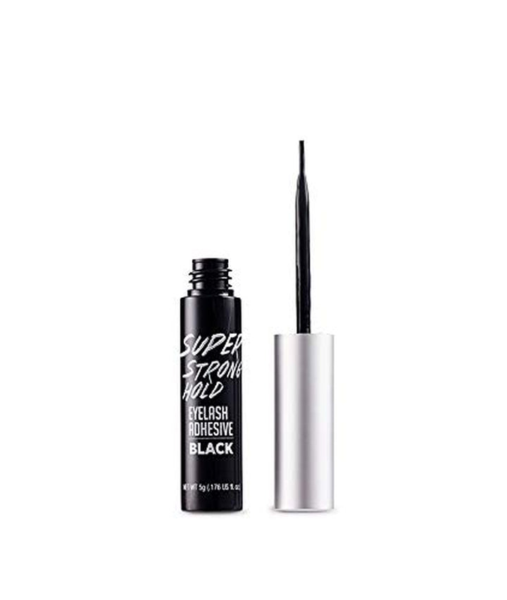 Super Strong Hold Eyelash Adhesive, Waterproof, 48-Hour Long-Lasting Lash Glue, Latex-Free, Hypoallergenic, Quick-Drying with Brush-On Applicator for Strip Lashes (Black, 1 Pack)