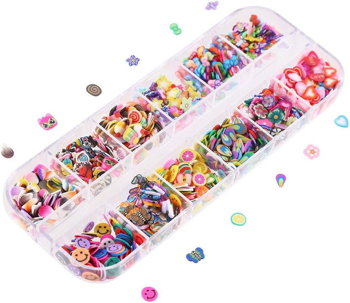 Nail Art Slice with Fruit Flower Food Slice Assorted Designs Polymer Clay Nail Decoration Slice for Slime DIY Craft Projects Decoration