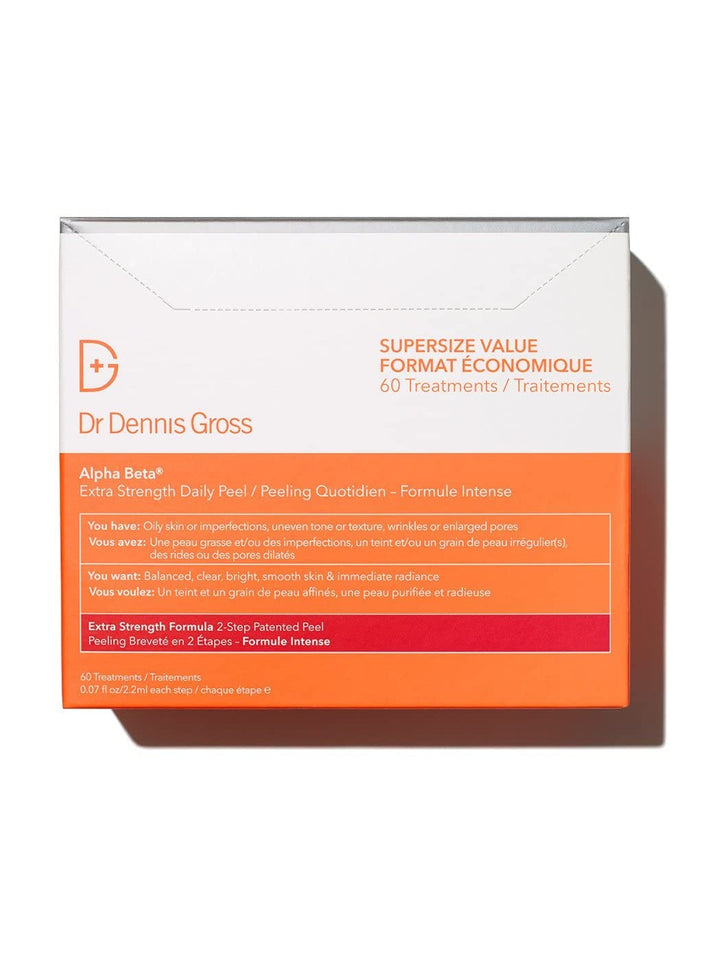 Dr. Dennis Gross Alpha Beta Extra Strength Daily Peel – 2-Step Exfoliating Pads for Enhanced Anti-Aging, Smoother Skin, and Radiant Complexion, 5 Treatments