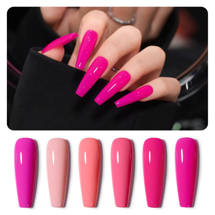 Rose Garden Jelly Gel Nail Polish of 6 Transparent Nude Red Pink Brown Colors Sheer Gel Polish Kit for Salon Manicure and Nail Art DIY at Home