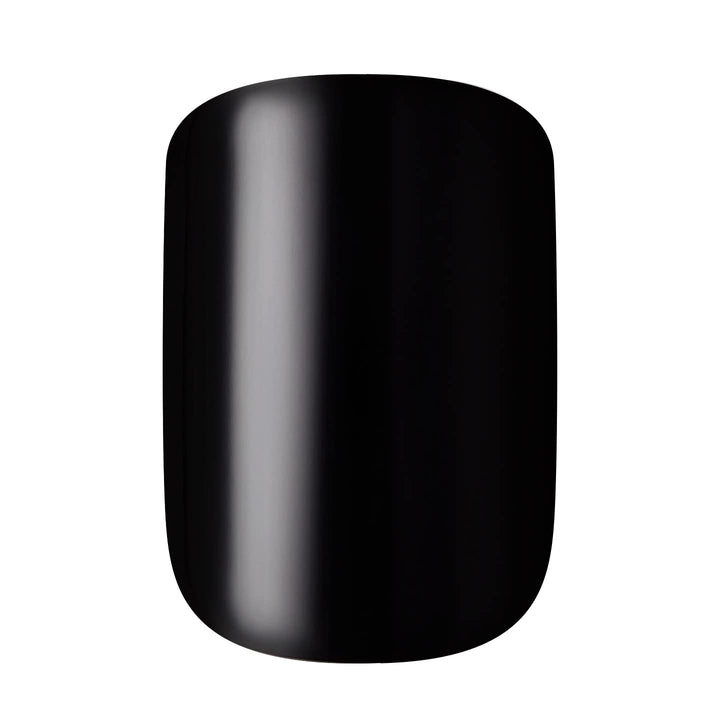 Gel Fantasy Press on Nails, Nail Glue Included, 'Aim High', Black, Short Size, Squoval Shape, Includes 28 Nails, 2G Glue, 1 Manicure Stick, 1 Mini File, 1 Adhesive Tab