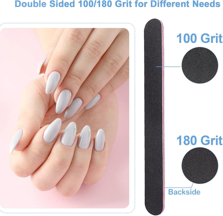 Nail File and Buffer Set, 4 Way Nail Buffers Shine Kit Professional Nail Files for Natural Nails Manicure Filer Filing Polishing Buff Nail Care Smoother Buffing Fingernail 100/120/240/600/3000 Grit