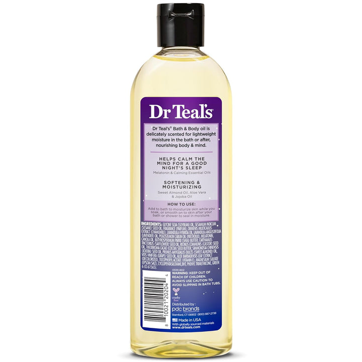 Moisturizing Bath & Body Oil, Sleep Blend with Melatonin, Lavender & Chamomile Essential Oils, 8.8 Fl Oz.