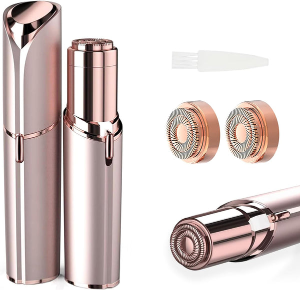 Women Facial Hair Removal Device Battery Operated with 2 Replacement Heads,Ladies Face Shaver for Peach Fuzz Upper Lip,Chin,Facial Hair Removal for Women