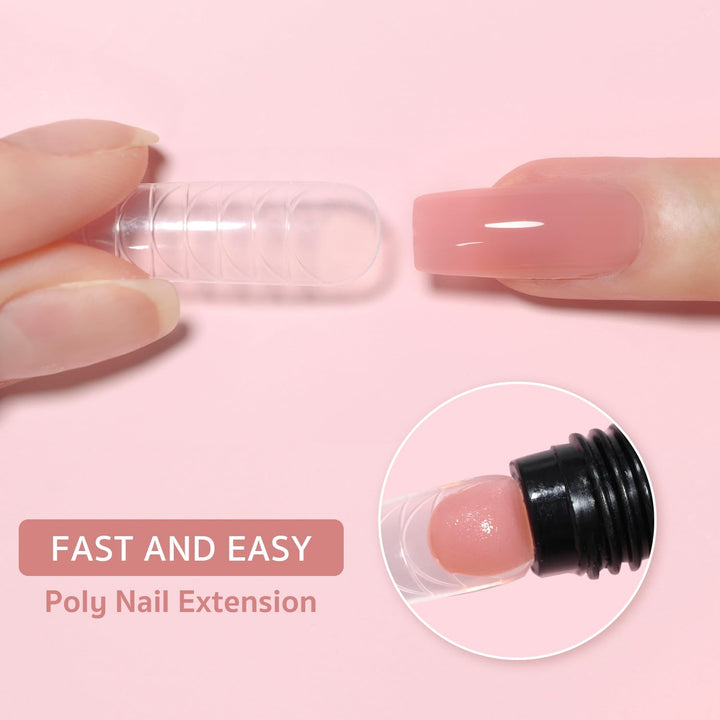 Poly Gel, 60G Nail Extension Gel, Pink Nude Builder Enhancement for Beginner & Professional Nail Art Salon DIY at Home