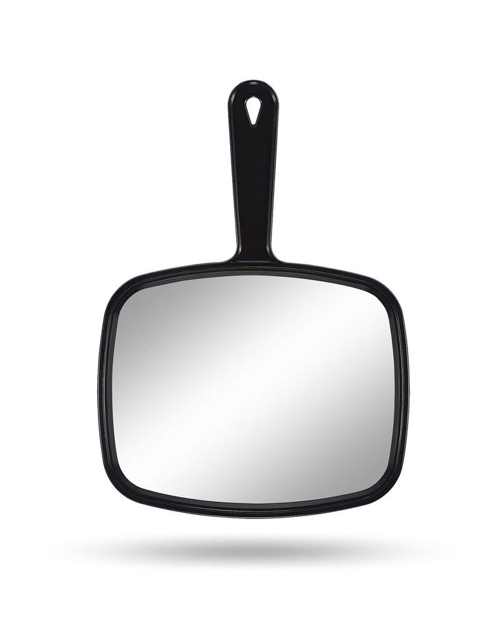 Hand Mirror Salon Barber Hairdressing Handheld Mirror with Handle (Square Pink 7.4 X 10.3 Inches)