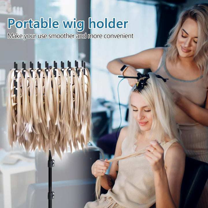 Braiding Hair Rack Standing Extension Holder Hanger, 144 Pegs Divider for Separator Stand Display (Black)