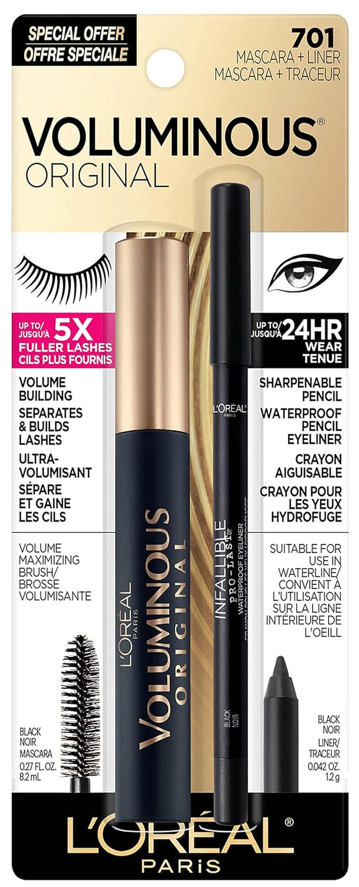 Makeup Voluminous Original Volume Building Mascara, Blackest Black, 0.28 Fl; Oz, 1 Count