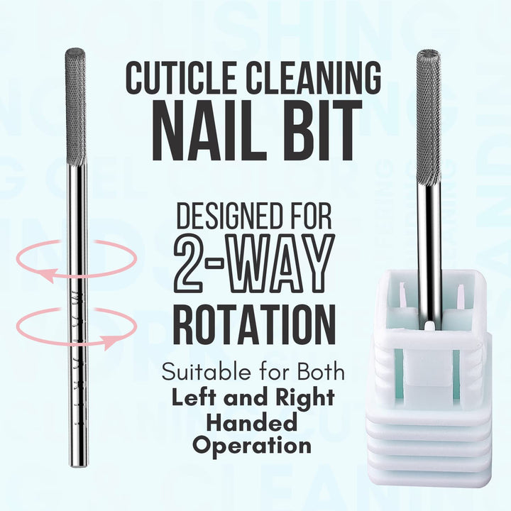 Cuticle Nail Drill Bit - Safety Tungsten Carbide Cuticle Remover Drill Bit Needle Bit under Nail Cleaner Dead Skin Nail Prepare 3/32'' for Electric Nail File Nail Buffer Bit-3Xf (Silver,Fine)