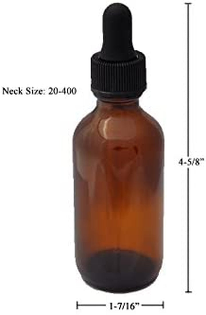 ® 2Oz Amber Glass Dropper Bottles (60Ml) with Tapered Glass Droppers - Pack of 2