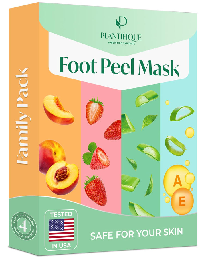 Foot Peeling Mask 2 Pack | Dermatologically Tested Repairs Heels & Removes Dry Dead Skin for Baby Soft Feet | Exfoliating Foot Peel Mask for Dry Cracked Feet | Peach