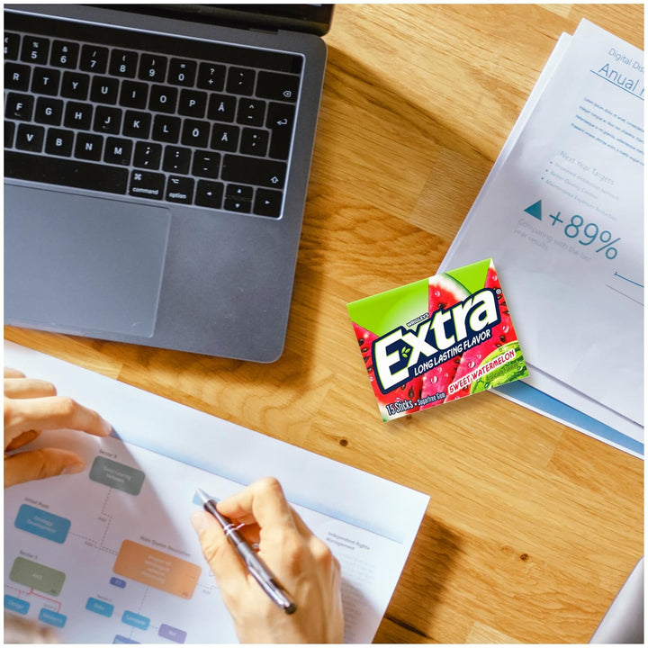 Gum Sweet Watermelon Sugarfree, Bulk, Individually Wrapped, Long-Lasting Juicy Watermelon Flavor, Perfect for Fresh Breath at School, Work, and Travel 15 Count, Pack of 10