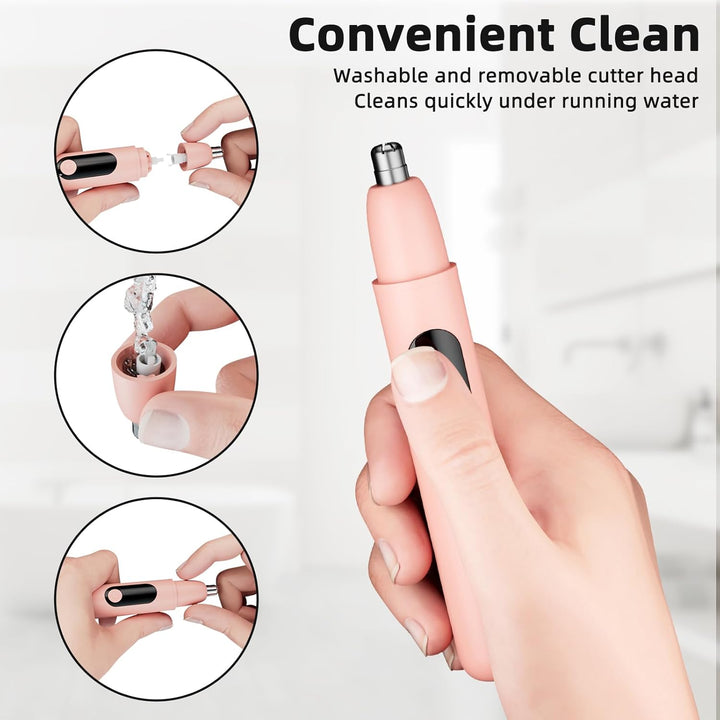 Nose Hair Trimmer Rechargeable Cordless Painless Ear and Eyebrow Trimming Tool-Dual Edge Easy Cleansing for Man Woman Vee
