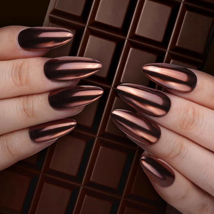 Chrome Nail Powder - Coffee Chocolate Effect Nail Art Mirror Chrome Nail Powder, Brown Metallic Mirror Chrome Powder Pigment for Nail Art Decoration