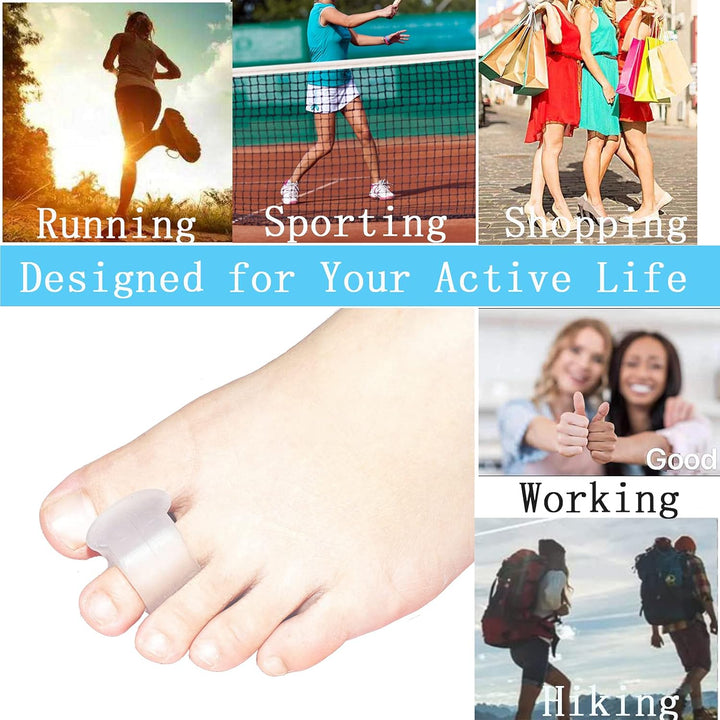 Pack of 12 Gel Toe Separator, (1/4" Thick) Big Toe Spacers, Single Loop Toe Spreader for Bunions, Overlapping Toe, Corrector and Spacer (Clear)