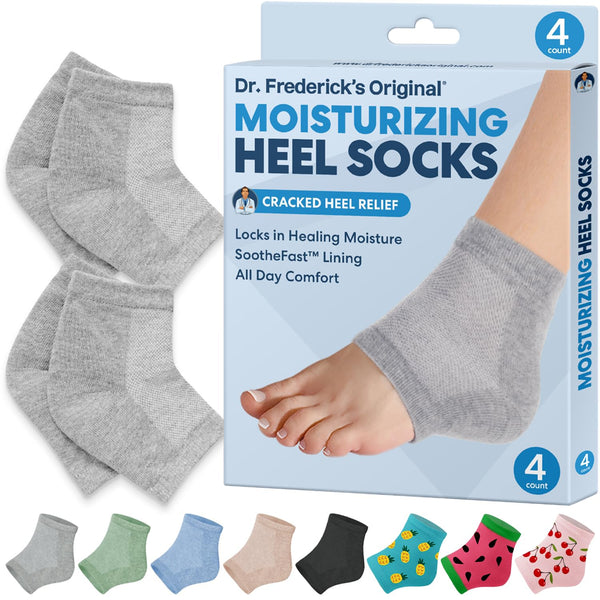 Moisturizing Heel Socks for Dry Cracked Heels Treatment - Infused with Olive Oil, Jojoba Oil and Vitamin E - 2 Pairs - Stocking Stuffers for Adults - Original Formula