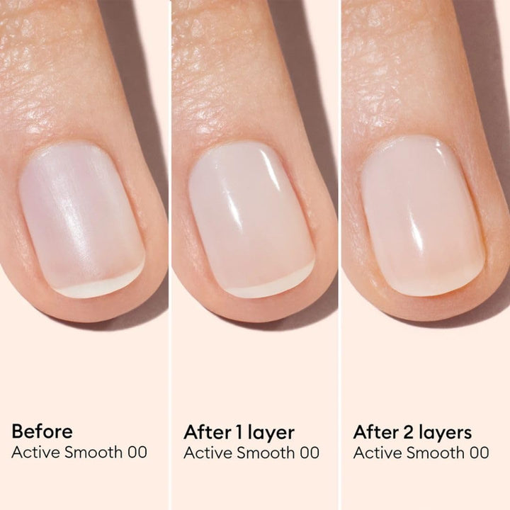 Active Smooth 00 Nail Concealer Polish & Care - 2 in 1 Nude Nail Polish : Nail Strengthener and Growth - No Lamp - Ridge Filler for Nails - Natural Rosé Nail Polish