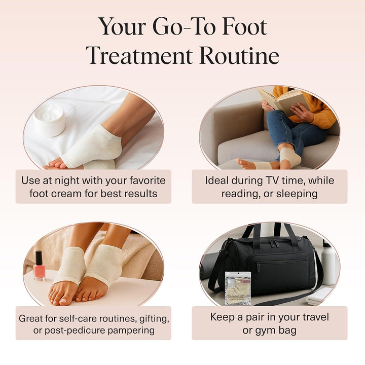 Moisturizing Socks for Cracked Heel Treatment – Reusable Spa Socks for Women & Men with Insulated Gel Lining - Overnight Heel Socks for Dry Cracked Feet, Hydrating, Open-Toe Design - 1 Pair