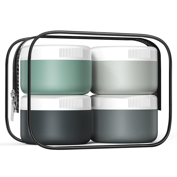 Travel Containers for Toiletries, Silicone Cream Jars Bpa-Free, Leak-Proof 2Oz Travel Size Containers, Portable Size Silicone Jars with Lid for Cosmetic Face Hand Body Cream (4 Pack)