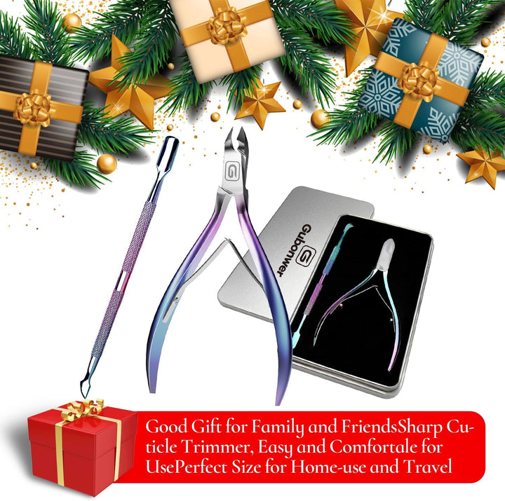 Cuticle Trimmer 3/4 Jaw Extremely Sharp Cuticle Nippers Scissors Stainless Steel Clippers Cutter Remover Pedicure Manicure Nail Tool, Cuticle Pusher, Nail Cuticle Trimmer Professional Cuticle Cutter