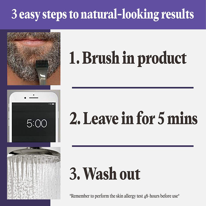 Touch of Gray Mustache & Beard, Beard Coloring for Gray Hair with Brush Included for Easy Application, Great for a Salt and Pepper Look - Dark Brown & Black, B-45/55, Pack of 1