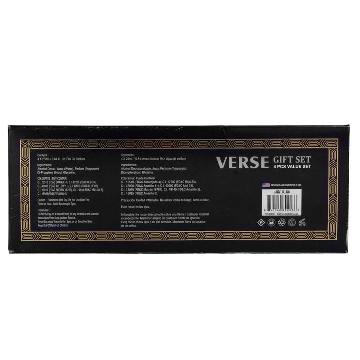 Verse Mini 4-Piece Fragrance Gift Set for Men - Aromatic, Floral, Oriental & Woody Notes - Individually Boxed - Travel Size - 25Ml Eau De Parfum