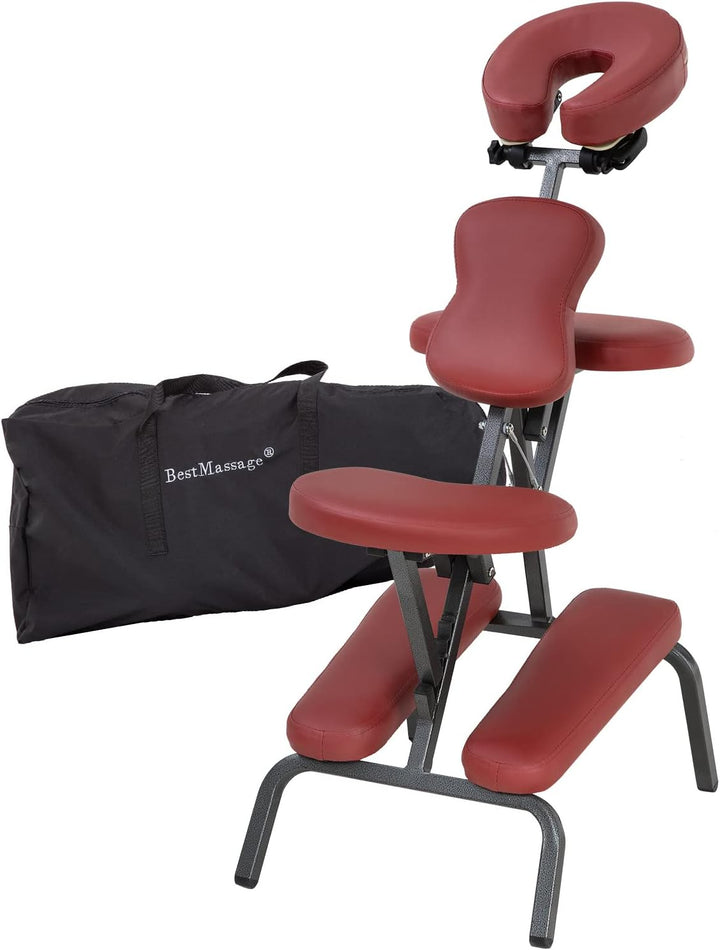 Portable Massage Chair – Foldable Tattoo & Spa Chair with Adjustable Face Cradle, High-Density Cushion, Lightweight Frame & Carry Bag, Black