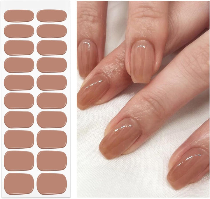 Semi Cured Gel Nail Strips | Gel Nail Stickers with UV Light Required | Salon Quality, Easy Application and Removal（Pink Ombre）