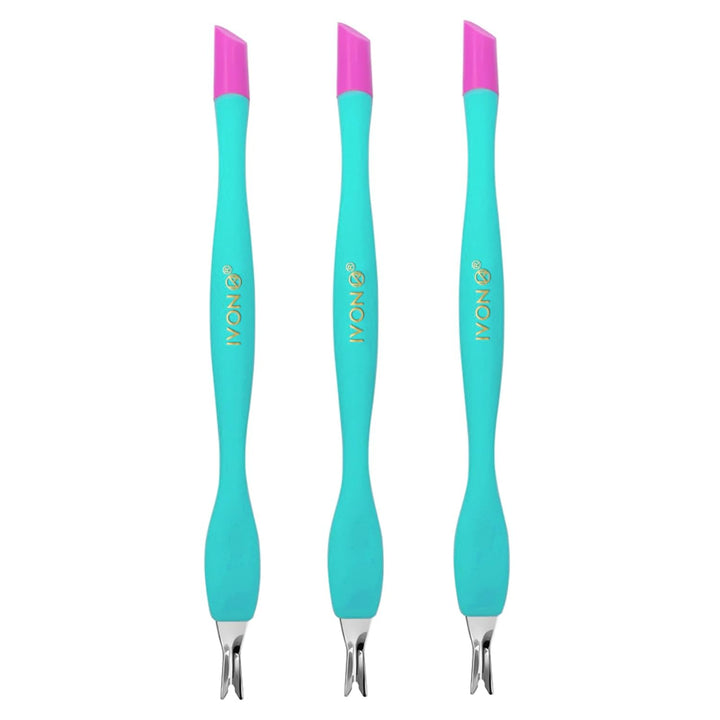 3 Pack Cuticle Trimmer Pusher Remover, Rubber Tip Gentle on Nail Bed