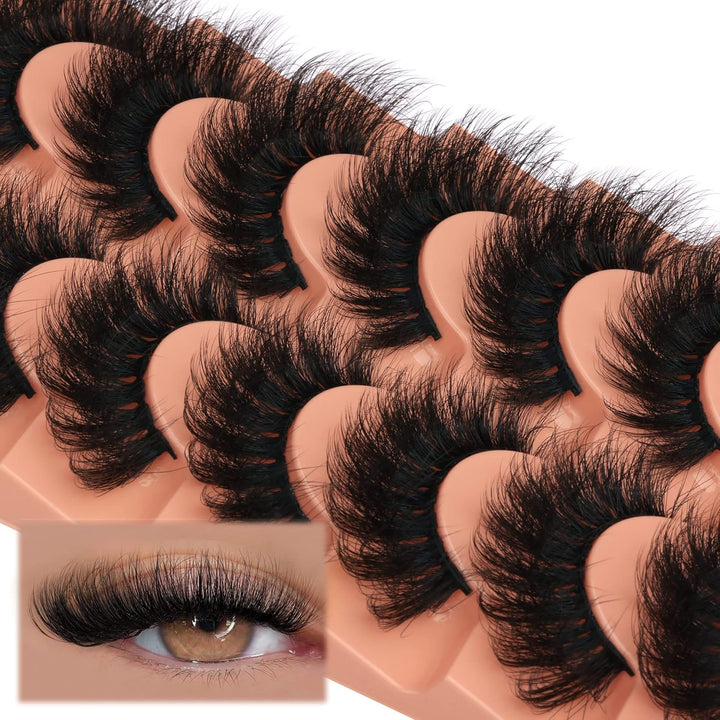 Mink Lashes Full Volume False Eyelashes 18Mm Dramatic Faux Mink Eyelashes Natural Look Cat Eye Volume Eye Lashes Multipack by