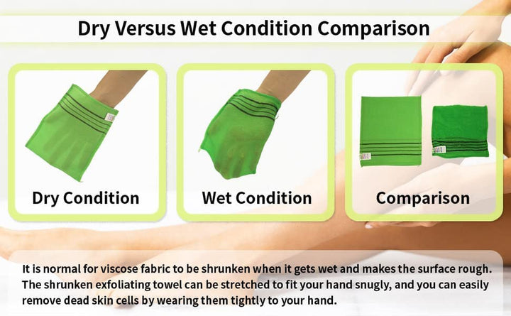 8 Pcs Asian Exfoliating Bath Washcloth - Red & Green