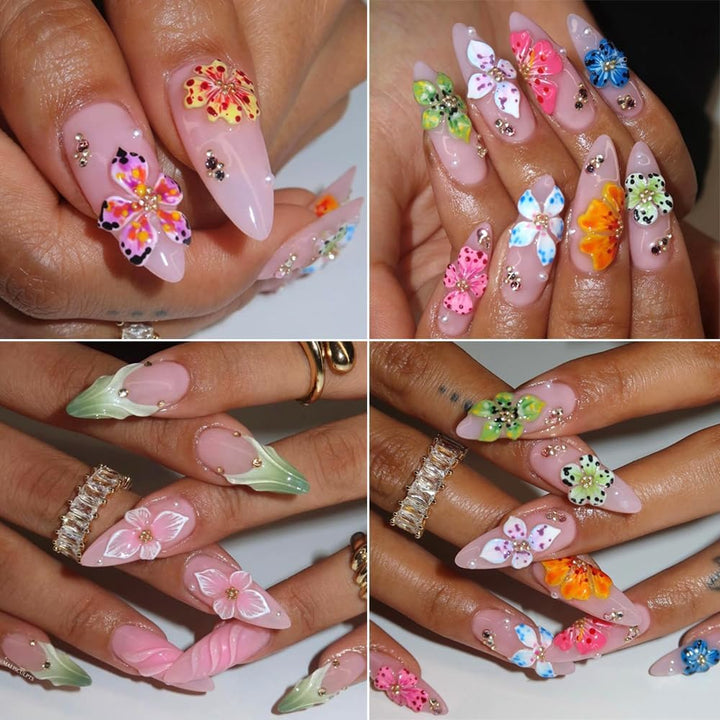 3D Flowers Nail Mold Silicone Nail Tools, Hawaii Hibiscus Floral Petal Nail Design Resin Molds Nail Art Carving Template for Resin Manicure Decorations Accessories DIY Nail Supplies