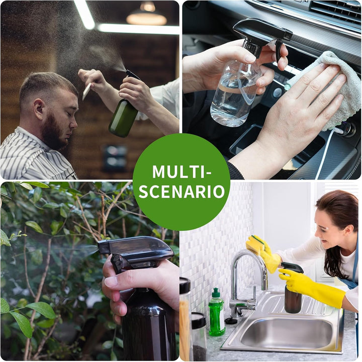 2-Pack Leakproof Spray Bottles (300Ml/10Oz) - Adjustable Nozzle for Fine Mist & Jet Stream | Premium Refillable Plastic Bottles for Hair Styling, Plant Misting, Cleaning Solutions (Clear)