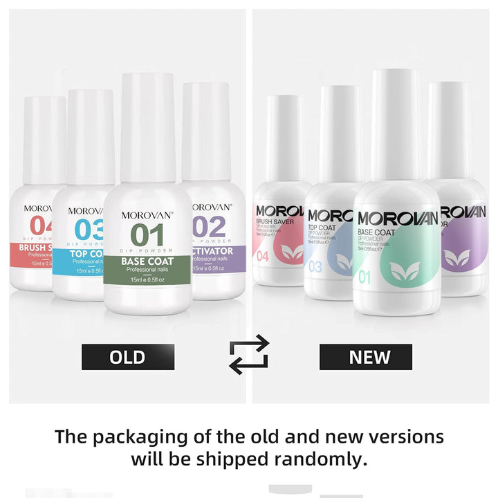 Dip Powder Liquid Set with Activator Base Top Coat and Dipping Powder Brush Saver 4Pcs 0.5Oz for Dip Nail Kit