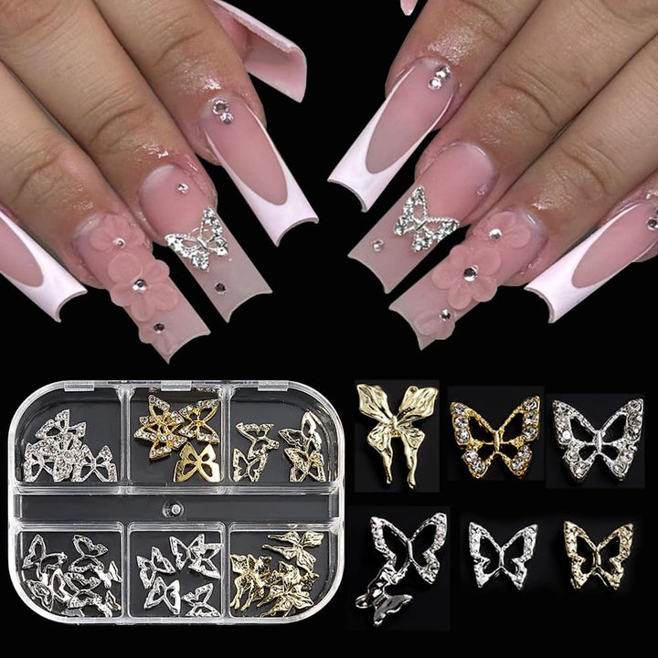 3D Mini Metal Punk Nail Art Studs Mixed Sizes Gold Black Cone Spikes Alloy Nail Rivets Jewelry for Women Goth Nail Art Charms Nails Accessories DIY Crafts Decorations