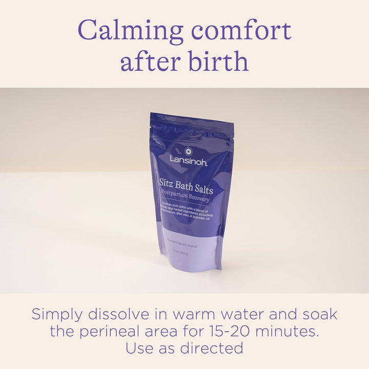 Sitz Bath Salts, Postpartum Essentials, and Hemorrhoid Treatment, Epsom Salt Bath Soak with Lavender Oil, Frankincense and Aloe Vera, 10 Ounce