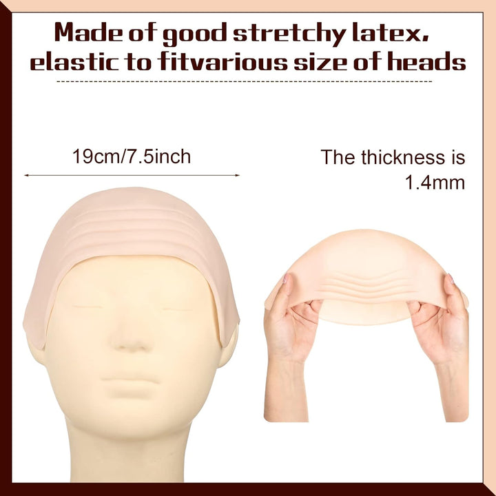 2 Pieces Halloween Bald Cap Makeup Latex Bald Head Wig Caps Cosplay Costume for Adults