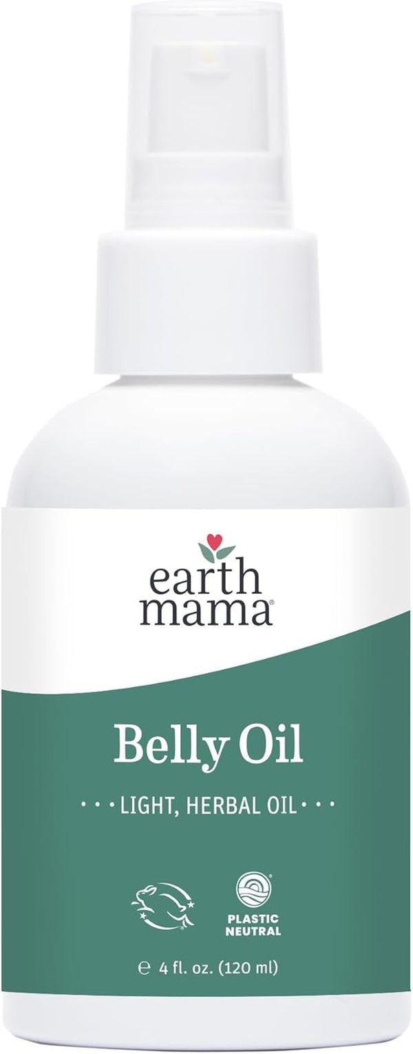 Belly Oil for Dry Skin | Calendula Skin Care Moisturizer Oil to Encourage Natural Elasticity and Help Prevent Stretch Marks during Pregnancy and Postpartum, 4-Fluid Ounce