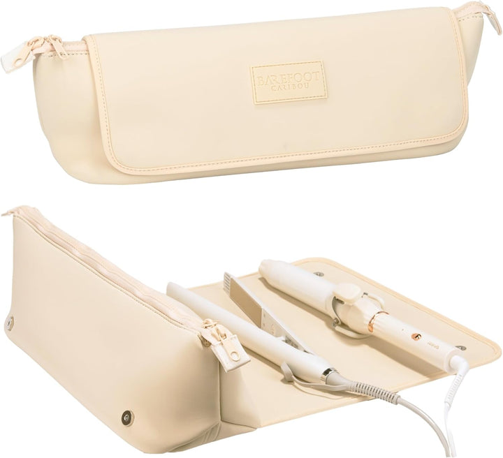 Hair Tools Travel Bag and Heat Resistant Mat for Flat Irons, Straighteners, Curling Iron, and Haircare Accessories, 2-In-1 Design, with Interior Pockets, Portable Organizer