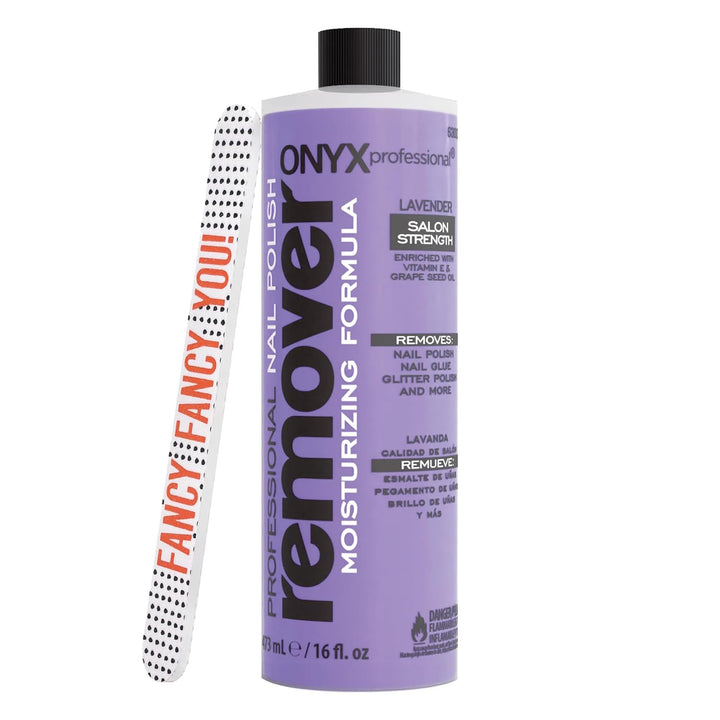 100% Pure Acetone Nail Polish Remover Kit with 7 Inch Nail File, 8 Fl Oz - Made in USA, Maximum-Strength Gel Polish Remover, Artificial & Glitter Nail Polish