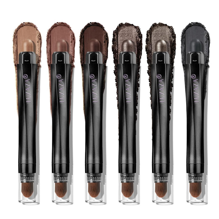Neutral Eyeshadow Stick Makeup 6PCS Set, Brown Nude Metallic Shimmer Matte Cream Eye Shadow Palette Eyeliner Brightener Pencil Crayon, Halloween Makeup - BROWN CANYON