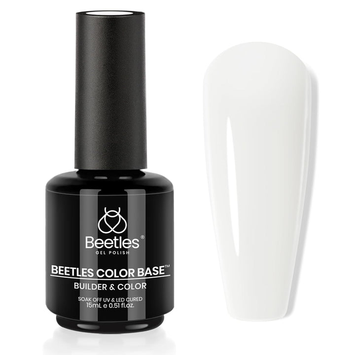Beetles Color Base Gel Nail Polish, 1Pcs 15Ml Rubber Base Builder Neutral Nude Gel Base Coat Warm Jade Nail Polish, Base Coat Nail Strengthener Soak off UV LED Light Needed