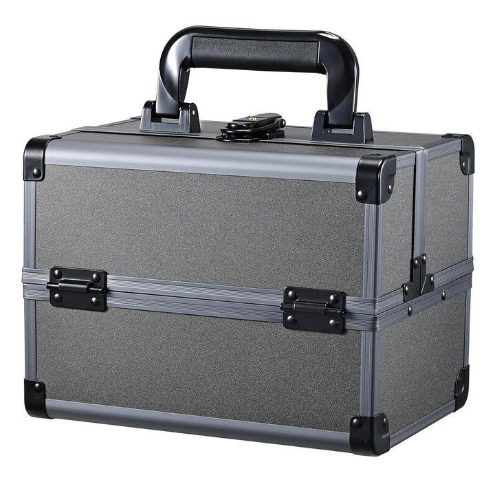 Makeup Train Case Makeup Case Organizer Portable Cosmetic Box Storage with 2 Trays Mirror Locking Make up Travel Case for Nail Kits Cosmetics Craft Traveling Makeup Box Mermaid Pink