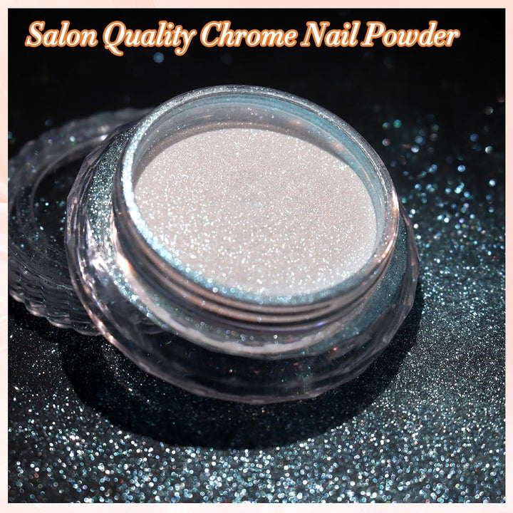 Unicorn Chrome Nail Powder, Aurora Unichrome Mermaid Aurora Nail Powder Pigment Pearlescent Nail Art Glitter Decoration for Home DIY Nail Salon Manicure - Glacier Ocean