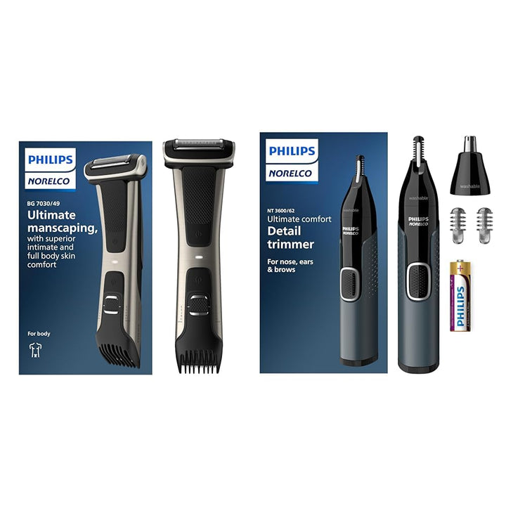 Philips  Bodygroom 7000 Series, Showerproof Groin and Body Trimmer for Men, Precise Body Grooming, Adjustable Comb, Safe Even below the Belt, 80 Min. Runtime, Model BG7030/49