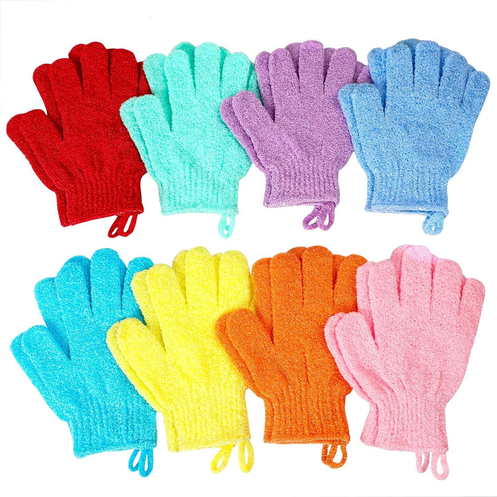 Shower Gloves,24 Pcs Exfoliating Bath Gloves,Body Scrub Gloves with Hanging Loop for Beauty Spa Massage Skin Shower Body Scrubber-12 Colors