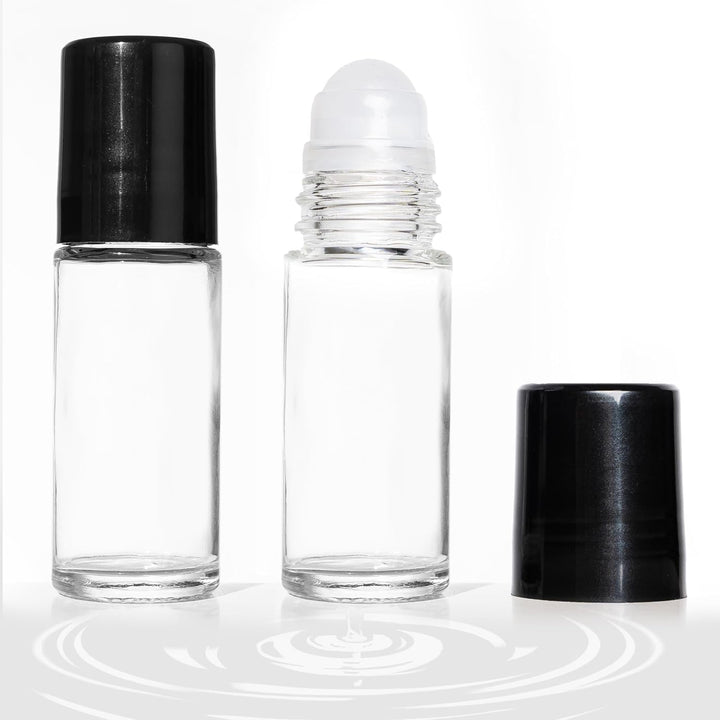 2 Pcs Glass Empty Roller Bottles, Deodorant Containers, Empty Roller Ball Bottles for Essential Oils Perfume Cosmetics (30Ml) (2Pcs Oval)