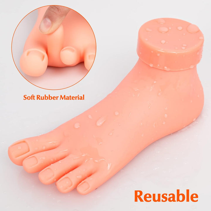 Practice Fake Foot Model 1 Pair Flexible Soft Silicone Prosthetic Manicure Tool for Nail Tips Art Training