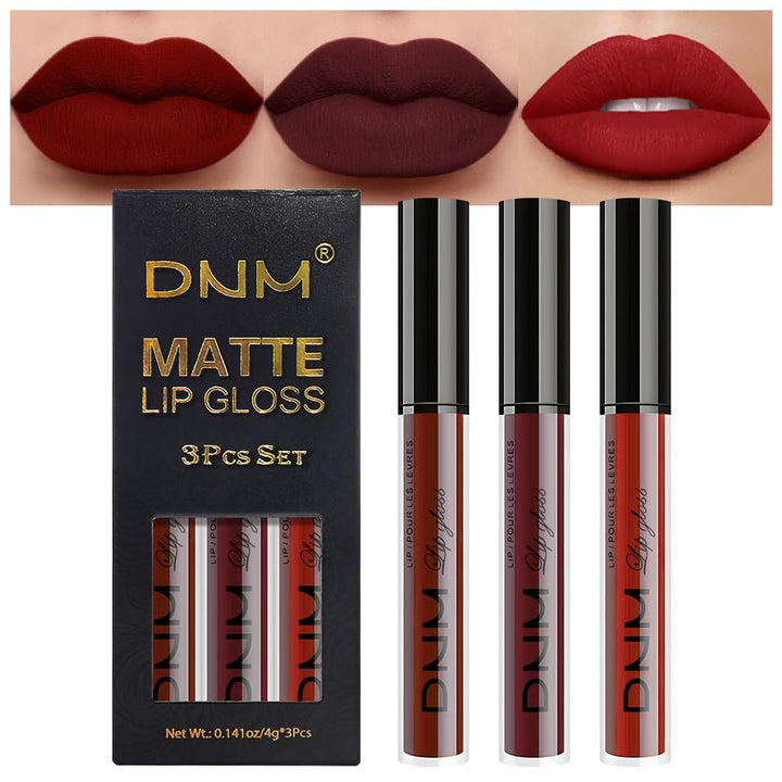 3Pcs Dark Red Purple Plum Matte Liquid Lipstick Sets for Women Matte Lip Stain Long Lasting Waterproof, Burgundy Blood Blue Red Lipstick, Black Cherry Maroon Gothic 24 Hours Magic Lipsticks