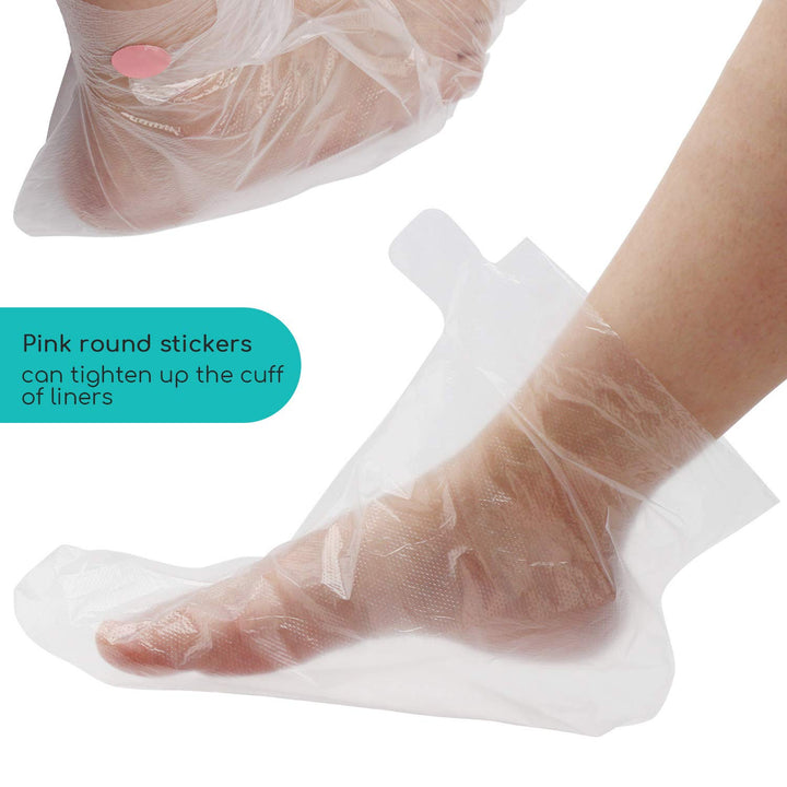 Paraffin Bath Liners for Foot, 200 Counts Plastic Foot Covers, Booties for Feet Thermal Foot Liners, Foot Protectors with 200 Stickers for Snug Closure, Wax Thera-Py Foot Bags
